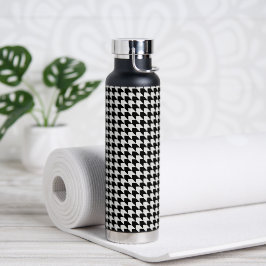 Botella De Agua Patrón clásico de houndstooth negro