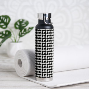 Botella De Agua Patrón clásico de houndstooth negro