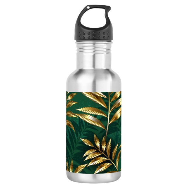 Botella De Agua Patrón continuo con helechos dorados (Anverso)