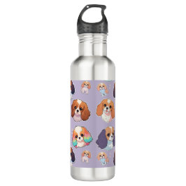 Botella De Agua Patrón Cute Cavalier King Charles Pastel