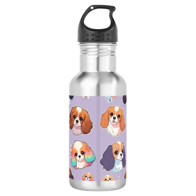 Botella De Agua Patrón Cute Cavalier King Charles Pastel (Anverso)