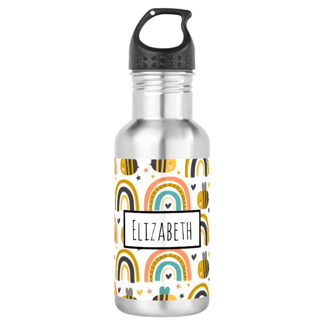 Botella De Agua Patrón de abejas y arbustos (Anverso)