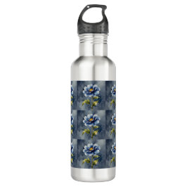 Botella De Agua Patrón de acuarela de flores azules