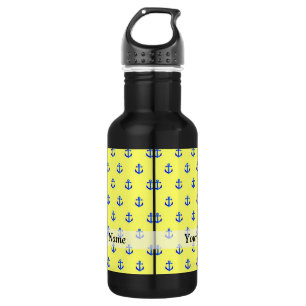 Botella De Agua Patrón de ancla amarilla