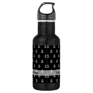 Botella De Agua Patrón de anclaje negro