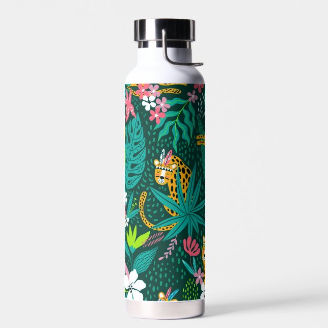 Botella De Agua Patrón de animales y hojas tropicales (Izquierdo)