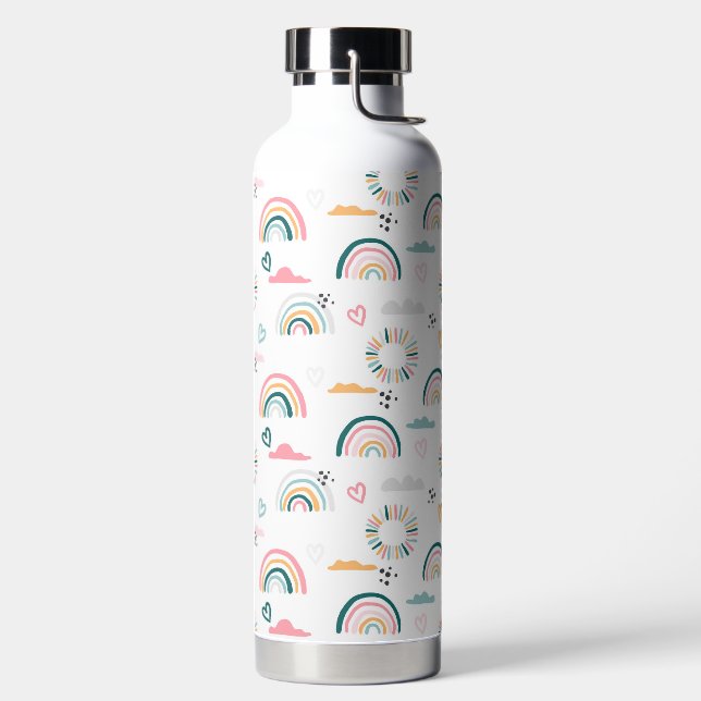 Botella De Agua Patrón de arco iris y corazón (Izquierda)