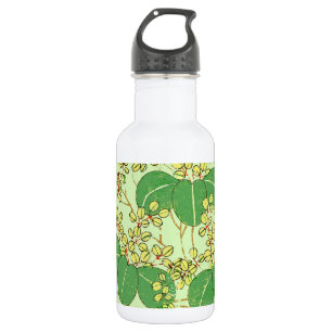 Botella De Agua Patrón de arte botánico floral de hoja japonesa