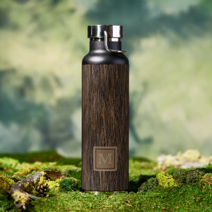 Botella De Agua Patrón de arte de grano de madera personalizado y 