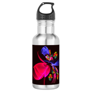 Botella De Agua Patrón de arte de resumen floral colorido moderno