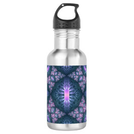 Botella De Agua Patrón de arte fractal 3D Color turquesa morado ro