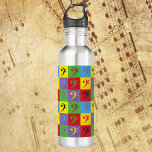 Botella De Agua Patrón de arte pop arcoiris limpio de trasero<br><div class="desc">¿Te gustan las botellas de agua con temas musicales? ¿Eres un fanático del arte pop? Esta botella de agua tiene un patrón de arte pop de los símbolos de la música bajo clef hechos en amarillo,  negro,  rojo,  púrpura,  verde y azul.</div>