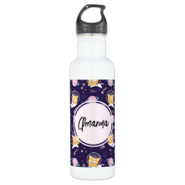 Botella De Agua Patrón de astronautas de gatos gatitos