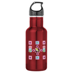 Botella De Agua Patrón de aves y flora