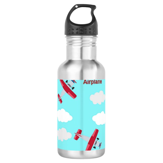 Botella De Agua Patrón de avión en azul (Anverso)