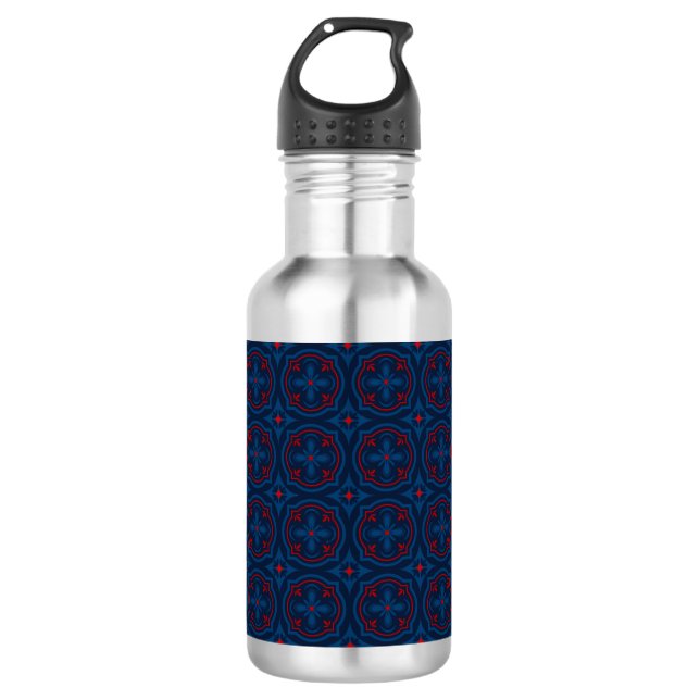 Botella De Agua patrón de baldosas florales decorativas (Anverso)