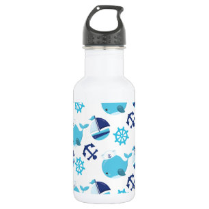 Botella De Agua Patrón de ballenas, ballenas lindas, ballenas azul