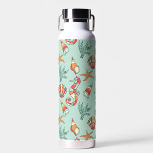 Botella De Agua Patrón de caballitos de mar Verde azulado