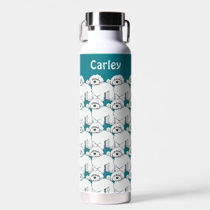 Botella De Agua Patrón de cachorro blanco flotante personalizado