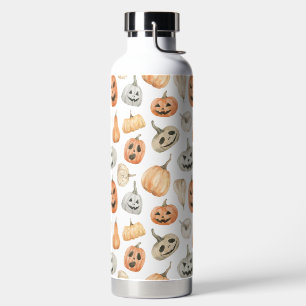 Botella De Agua Patrón de calabaza de acuarela divertida