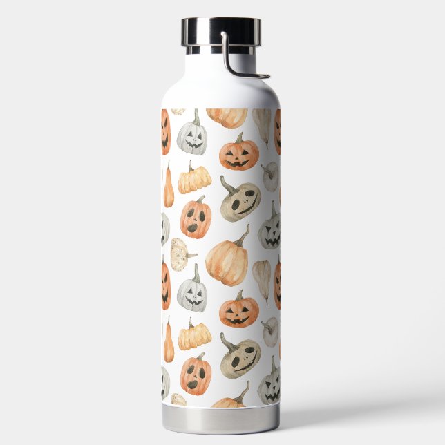 Botella De Agua Patrón de calabaza de acuarela divertida (Izquierda)