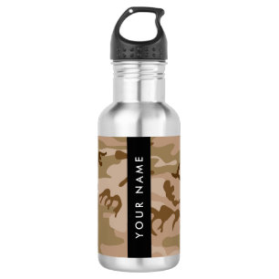 Botella De Agua Patrón de camuflaje del desierto, tu nombre, perso
