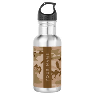 Botella De Agua Patrón de Camuflaje del Desierto, Tu nombre, Perso