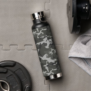 Botella De Agua Patrón de camuflaje gris, patrón militar, ejército