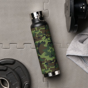 Botella De Agua Patrón de camuflaje verde, patrón militar, ejércit