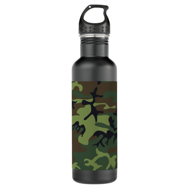 Botella De Agua Patrón de camuflaje verde, patrón militar, ejércit (Anverso)
