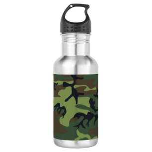 Botella De Agua Patrón de camuflaje verde, patrón militar, ejércit