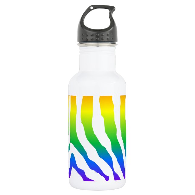 Botella De Agua Patrón de cebra arco iris (Anverso)