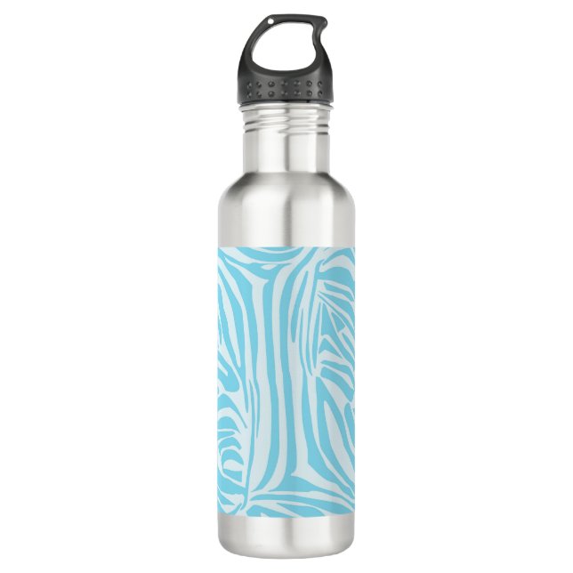 Botella De Agua Patrón de cebra azul (Anverso)