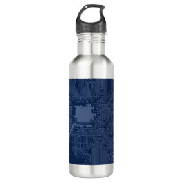 Botella De Agua Patrón de circuito de la tarjeta madre azul geek