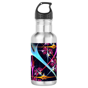 Botella De Agua Patrón de color de arte de color rosa floral moder