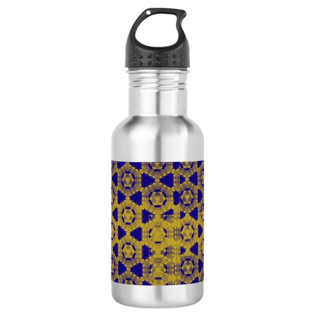 Botella De Agua Patrón de contraste azul y amarillo (Anverso)