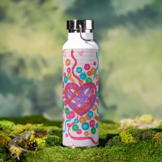 Botella De Agua Patrón de corazón de costura colorido – Amor por l