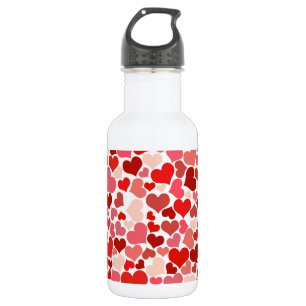 Botella De Agua Patrón de Corazones, Corazones Rojos, Amor