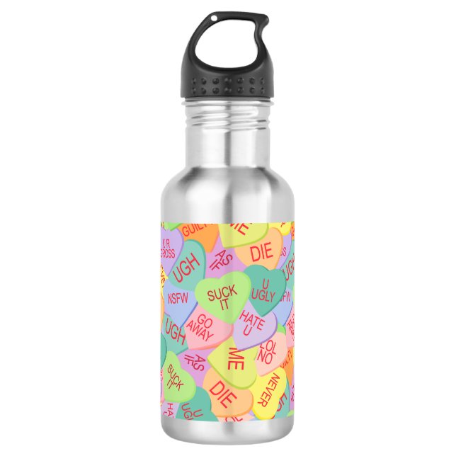 Botella De Agua Patrón de Corazones de Vela - SFW (Anverso)