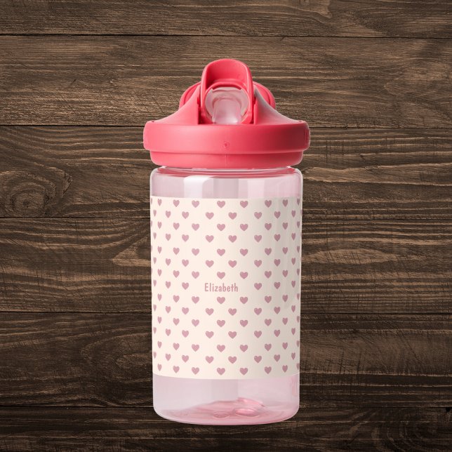 Botella De Agua Patrón de corazones rosados personalizado (Subido por el creador)