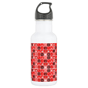 Botella De Agua Patrón de cuadrícula navideña roja moderna minimal