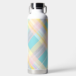 BOTELLA DE AGUA PATRON DE CUADROS DE PASCUA AZUL ROSA AMARILLO