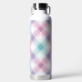 BOTELLA DE AGUA PATRON DE CUADROS DE PASCUA ROSA PURPURA Y ACUÁTIC