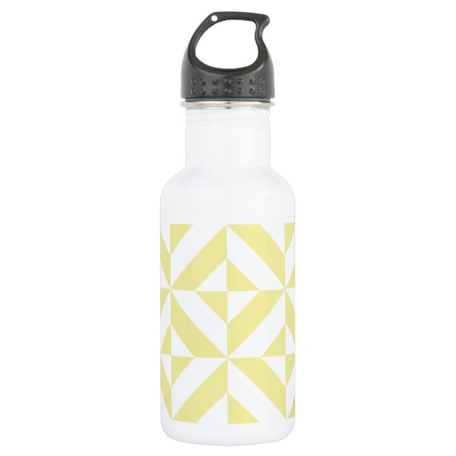 Botella De Agua Patrón de cubo de deco geométrico amarillo pálido (Anverso)