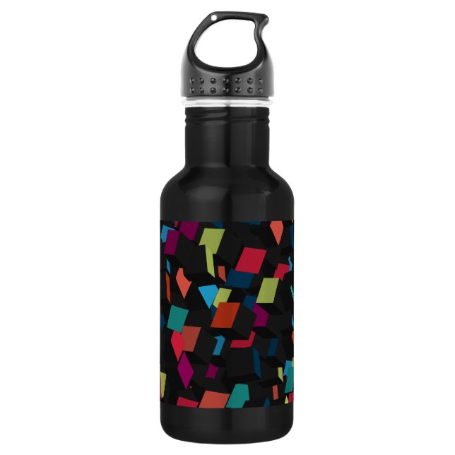 Botella De Agua Patrón de cubo geométrico abstracto de moda (Anverso)