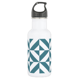 Botella De Agua Patrón de cubo geométrico geométrico verde profund