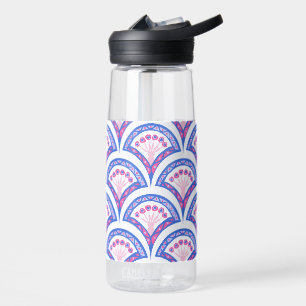 Botella De Agua patrón de damasco floral azul