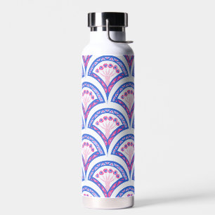 Botella De Agua patrón de damasco floral azul