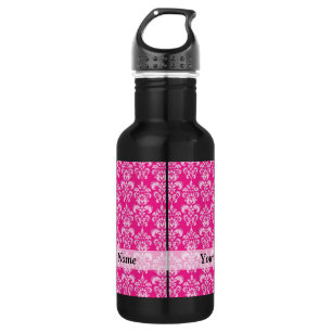 Botella De Agua Patrón de damasco rosa caliente