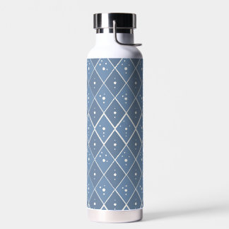 Botella De Agua Patrón de diamante geométrico azul